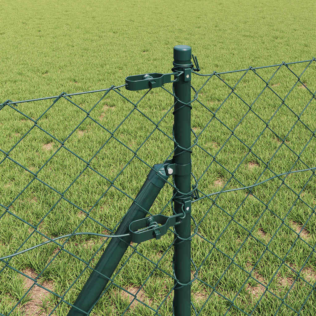 Lánckerítés oszlopokkal Zöld 0,6 x 10 m Acél