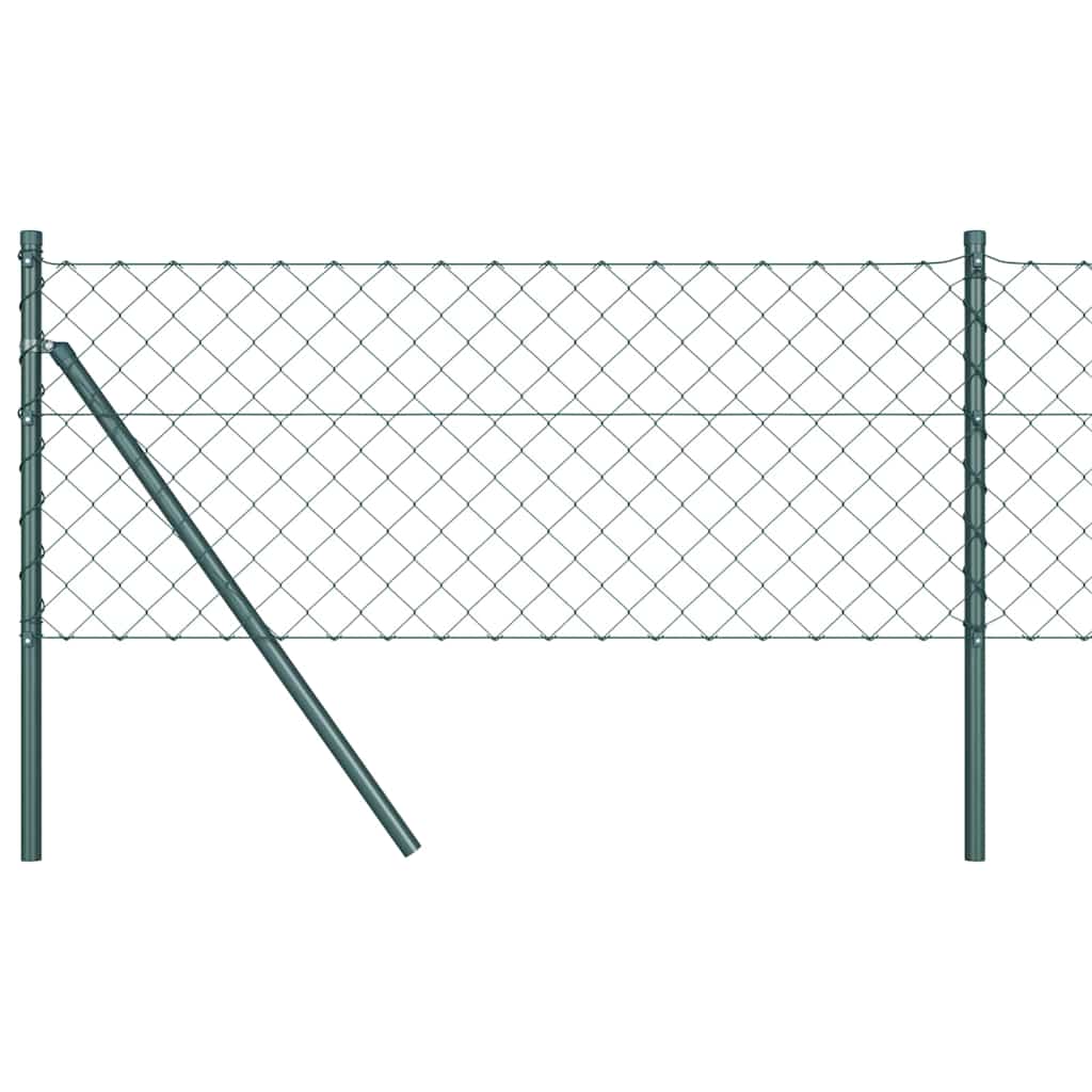 Lánckerítés oszlopokkal Zöld 0,6 x 10 m Acél