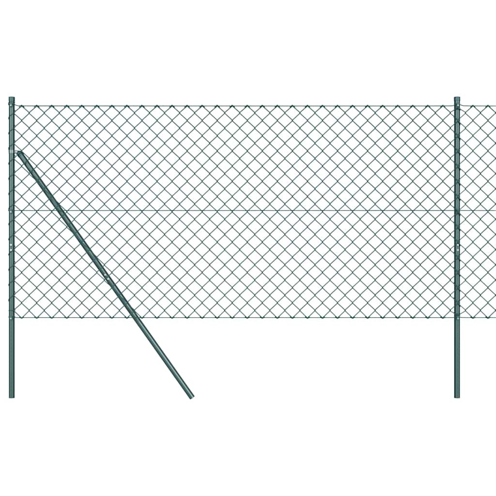Lánckerítés oszlopokkal Zöld 1.2 x 10 m Acél