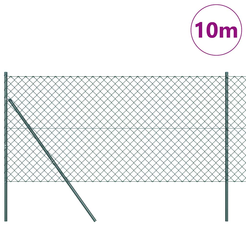 Lánckerítés oszlopokkal Zöld 1.2 x 10 m Acél
