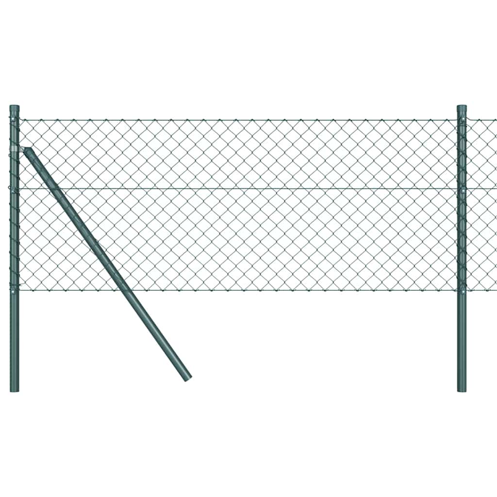 Lánckerítés oszlopokkal Zöld 0,6 x 25 m Acél