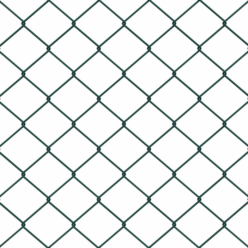 Lánckerítés oszlopokkal Zöld 1 x 25 m Acél