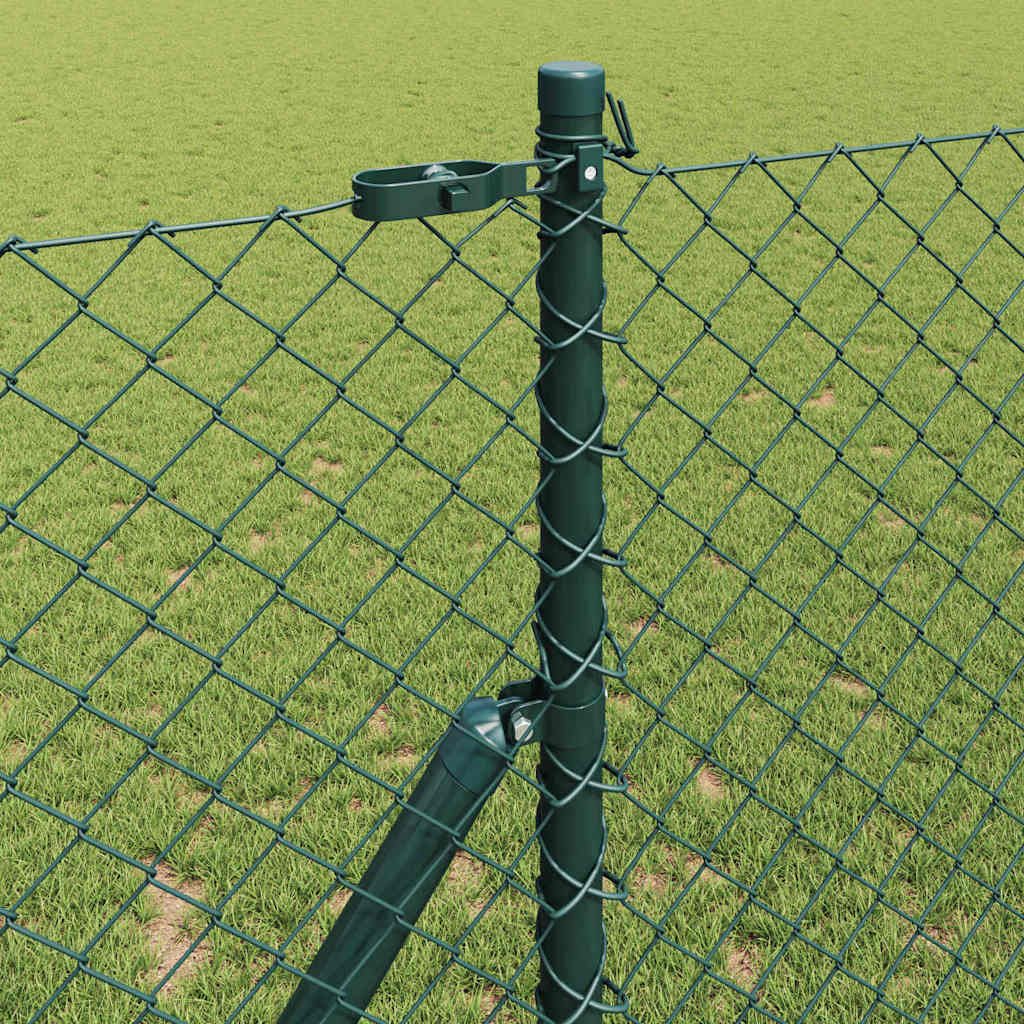 Lánckerítés oszlopokkal Zöld 1 x 25 m Acél