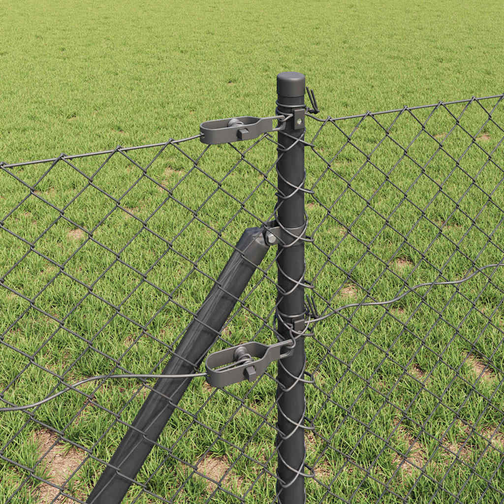 Lánckerítés oszlopokkal Szürke 0,6 x 10 m Acél