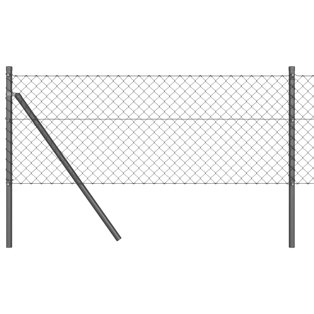 Lánckerítés oszlopokkal Szürke 0,6 x 10 m Acél