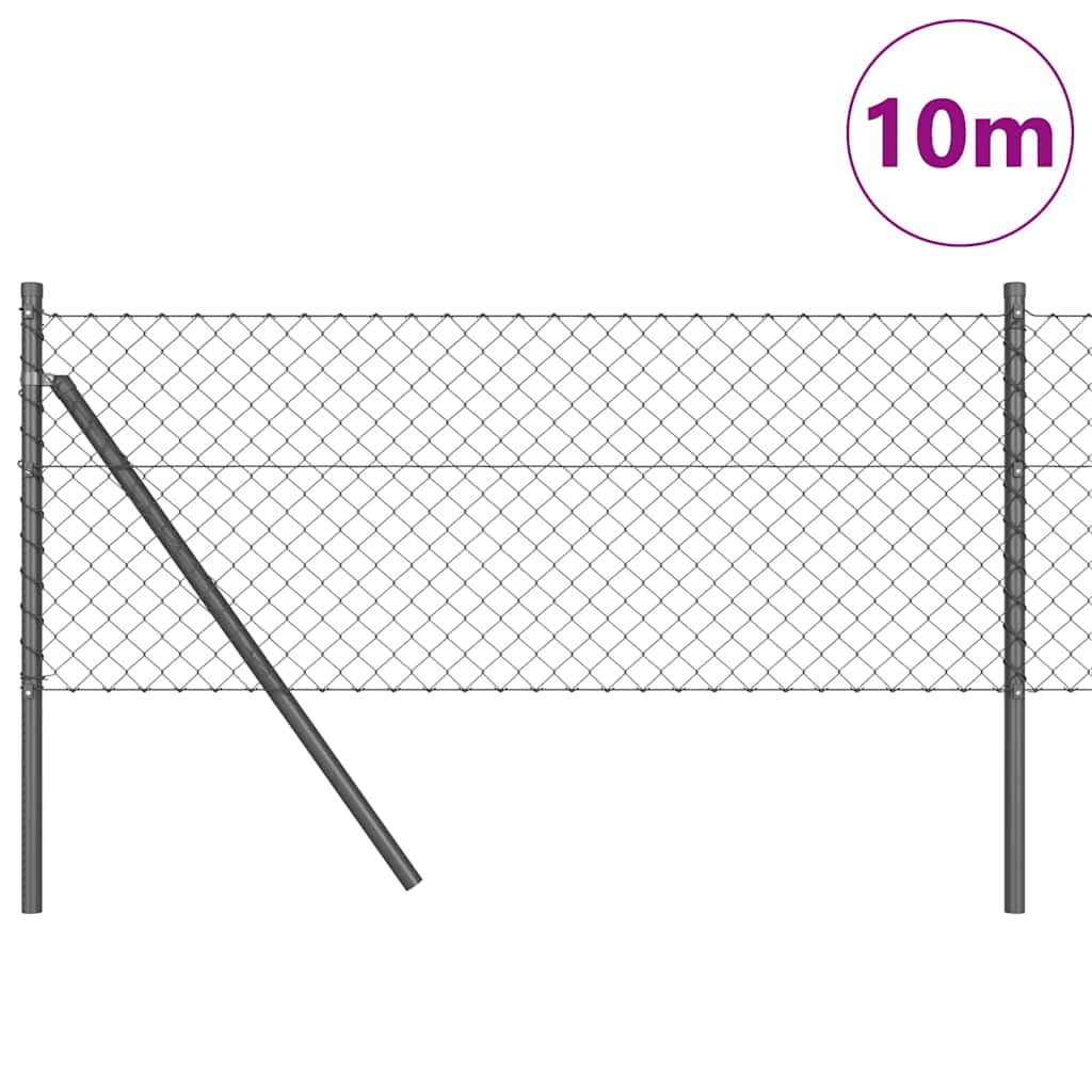 Lánckerítés oszlopokkal Szürke 0,6 x 10 m Acél