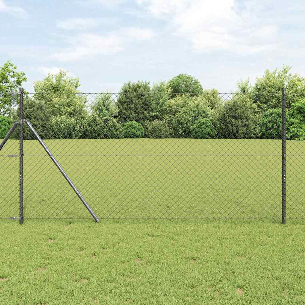 Lánckerítés oszlopokkal Szürke 1.2 x 10 m Acél
