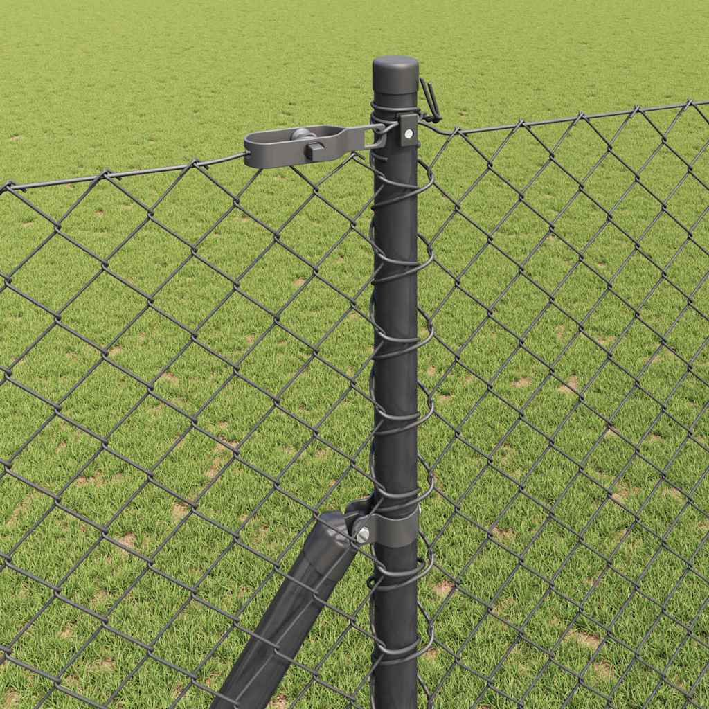 Lánckerítés oszlopokkal Szürke 1.5 x 10 m Acél