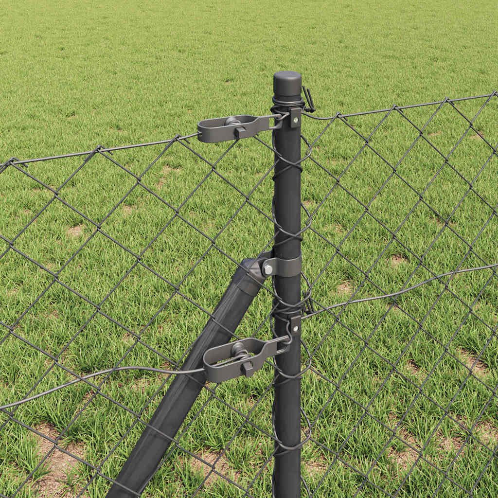 Lánckerítés oszlopokkal Szürke 0,6 x 10 m Acél