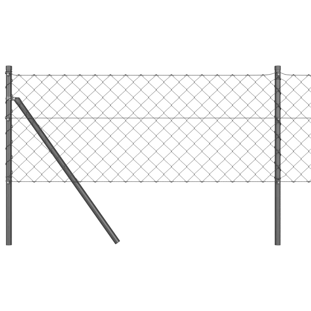 Lánckerítés oszlopokkal Szürke 0,6 x 10 m Acél