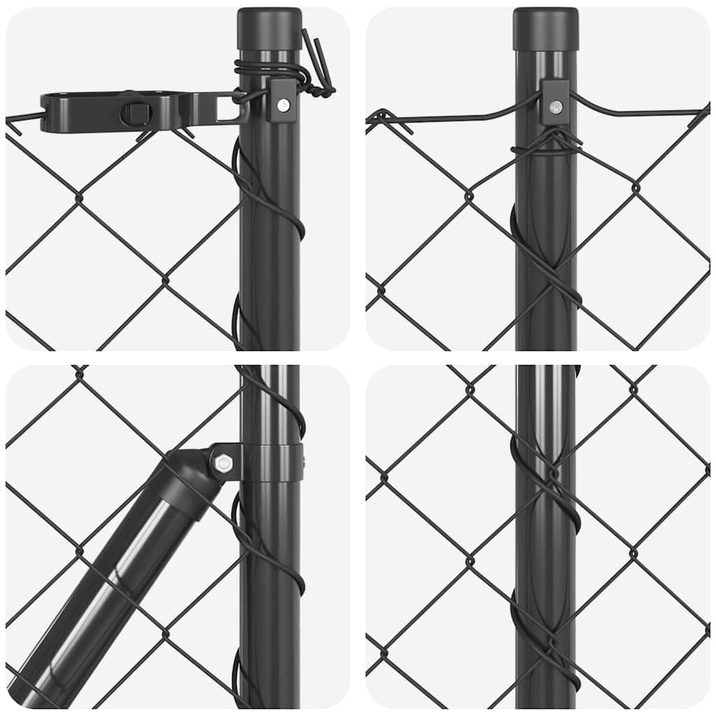 Lánckerítés oszlopokkal Szürke 0.8 x 10 m Acél