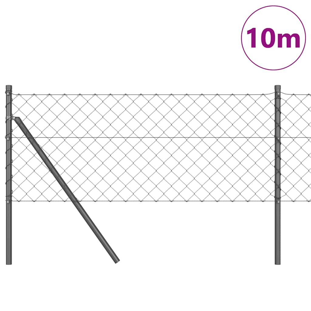 Lánckerítés oszlopokkal Szürke 0.8 x 10 m Acél