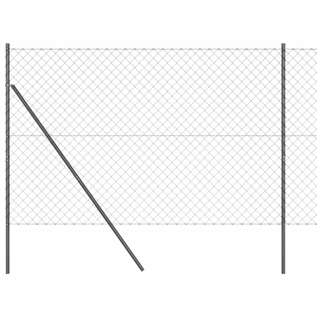 Lánckerítés oszlopokkal Szürke 1.5 x 10 m Acél