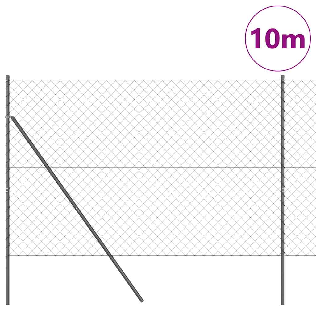 Lánckerítés oszlopokkal Szürke 1.5 x 10 m Acél