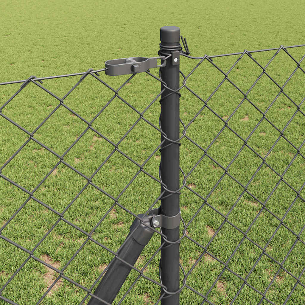 Lánckerítés oszlopokkal Szürke 1.2 x 25 m Acél