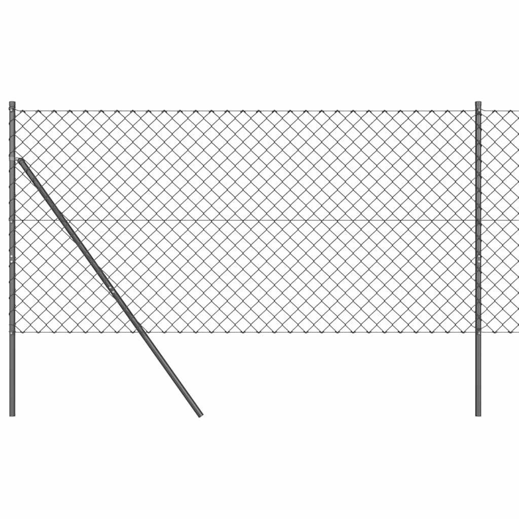 Lánckerítés oszlopokkal Szürke 1.2 x 25 m Acél