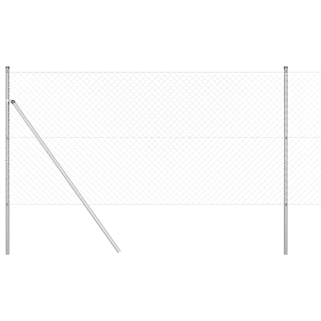 Lánckerítés oszlopokkal Ezüst 1.4 x 10 m Acél