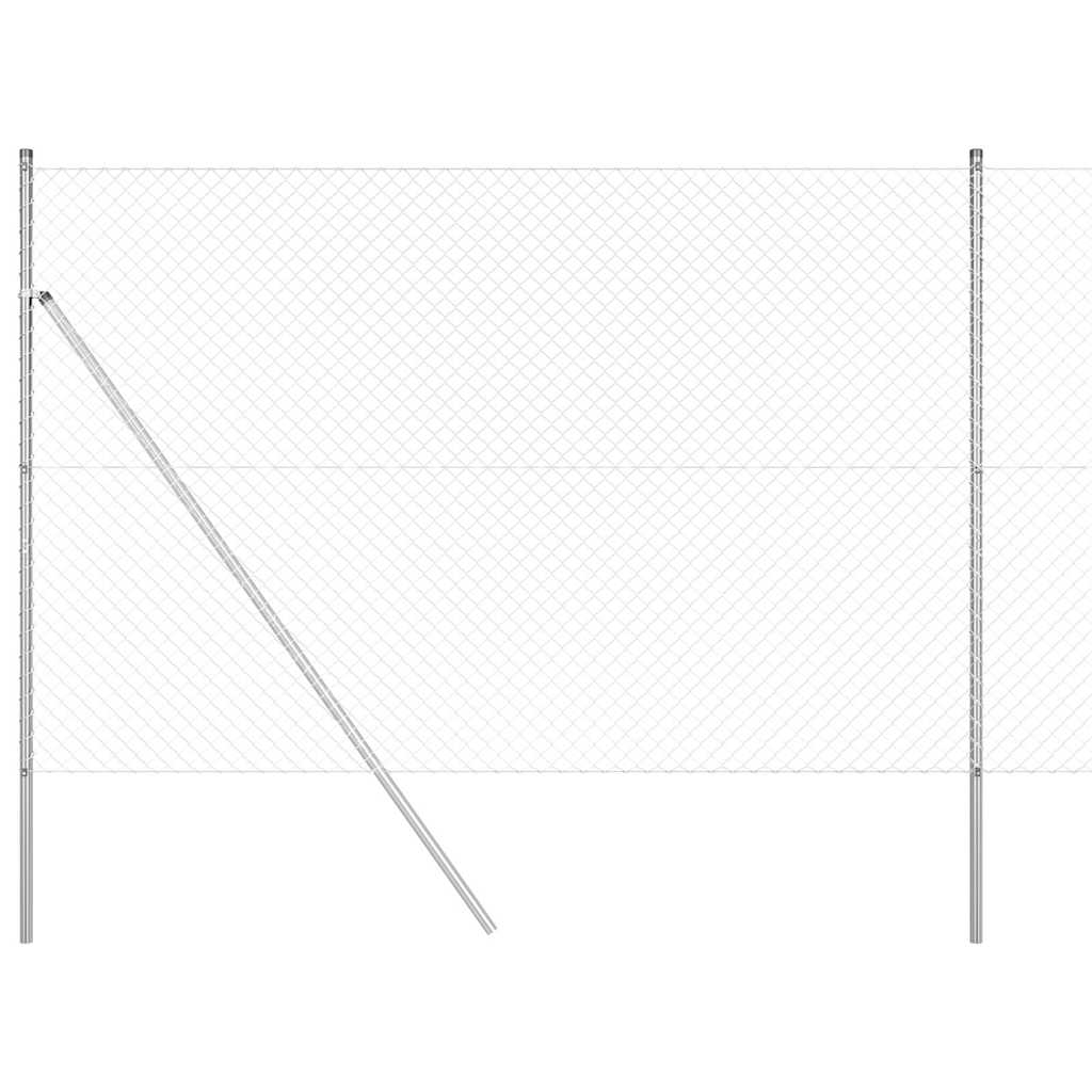 Lánckerítés oszlopokkal Ezüst 1.5 x 10 m Acél