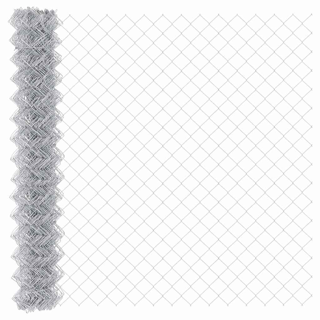 Lánckerítés oszlopokkal Ezüst 1.5 x 10 m Acél