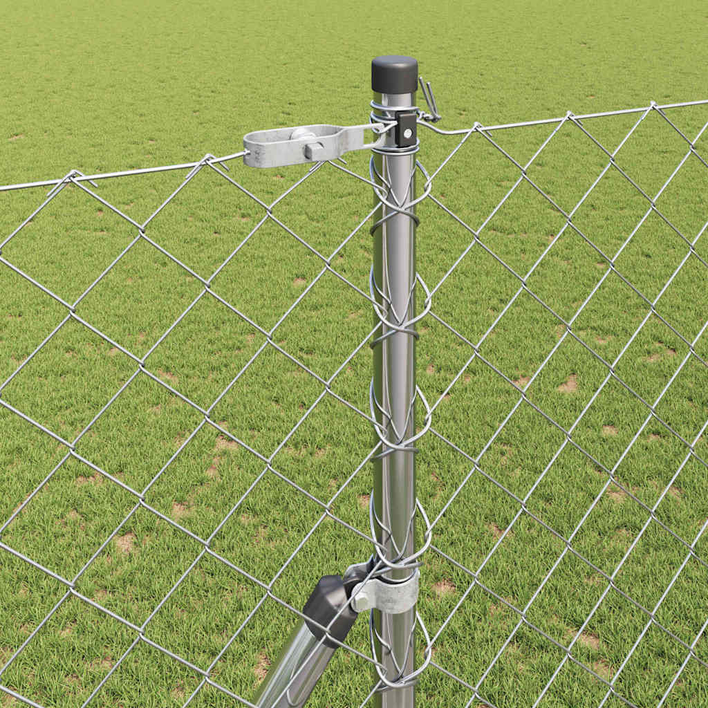 Lánckerítés oszlopokkal Ezüst 1.5 x 10 m Acél