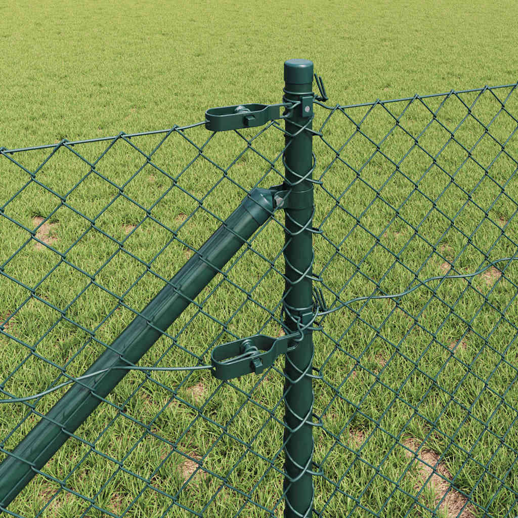 Lánckerítés oszlopokkal Zöld 0,4 x 25 m Acél
