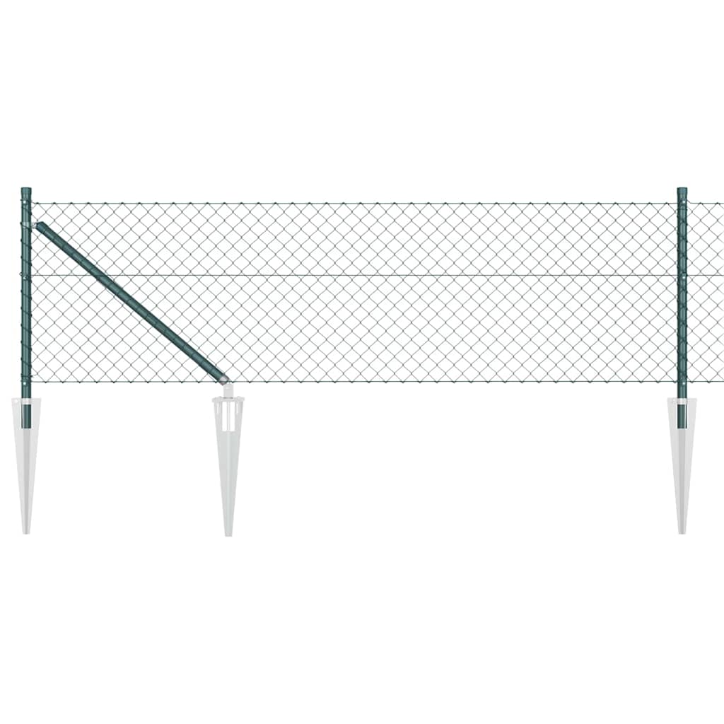 Lánckerítés oszlopokkal Zöld 0,4 x 25 m Acél