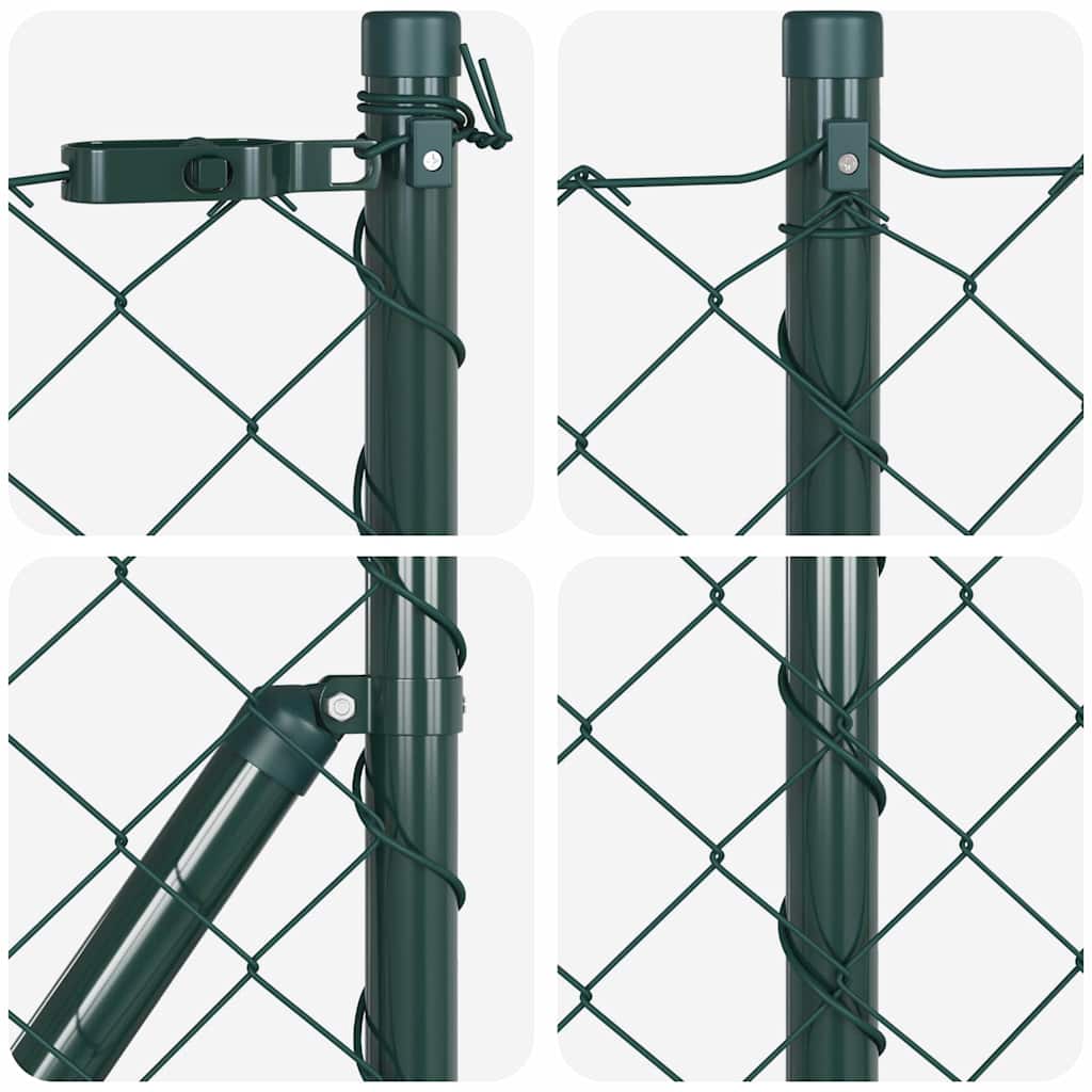Lánckerítés oszlopokkal Zöld 0.8 x 25 m Acél