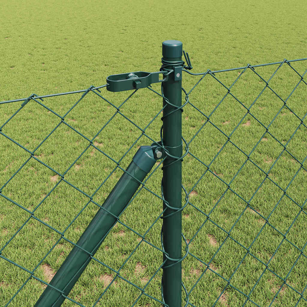 Lánckerítés oszlopokkal Zöld 1.2 x 25 m Acél