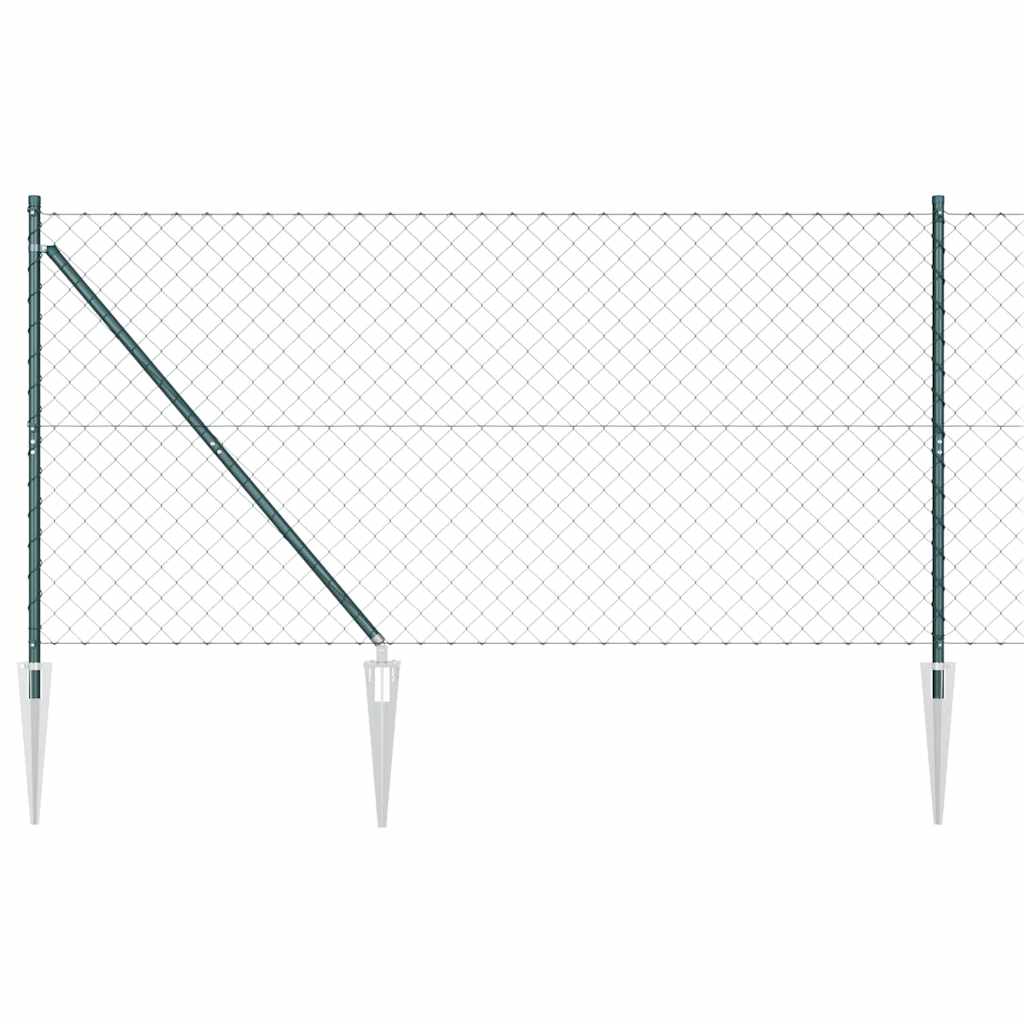 Lánckerítés oszlopokkal Zöld 1.2 x 25 m Acél