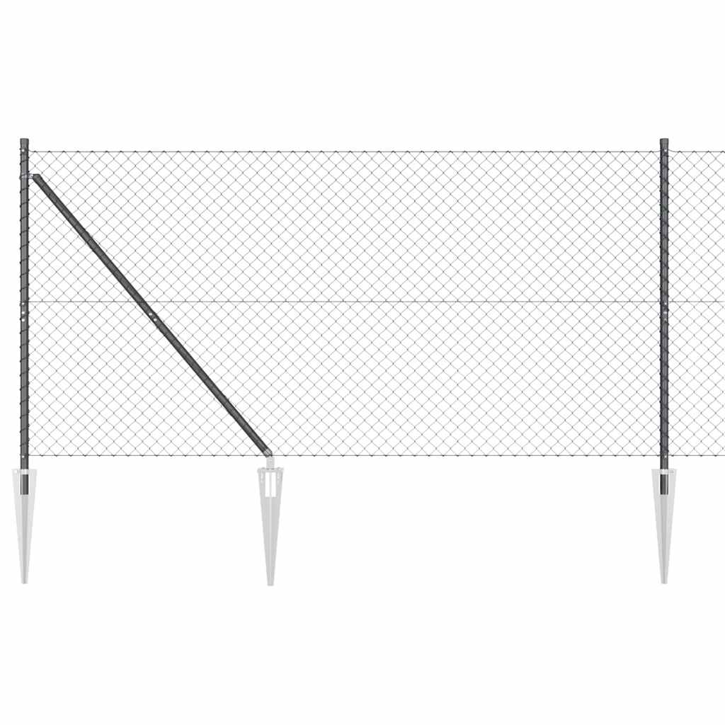 Lánckerítés oszlopokkal Szürke 1.2 x 10 m Acél