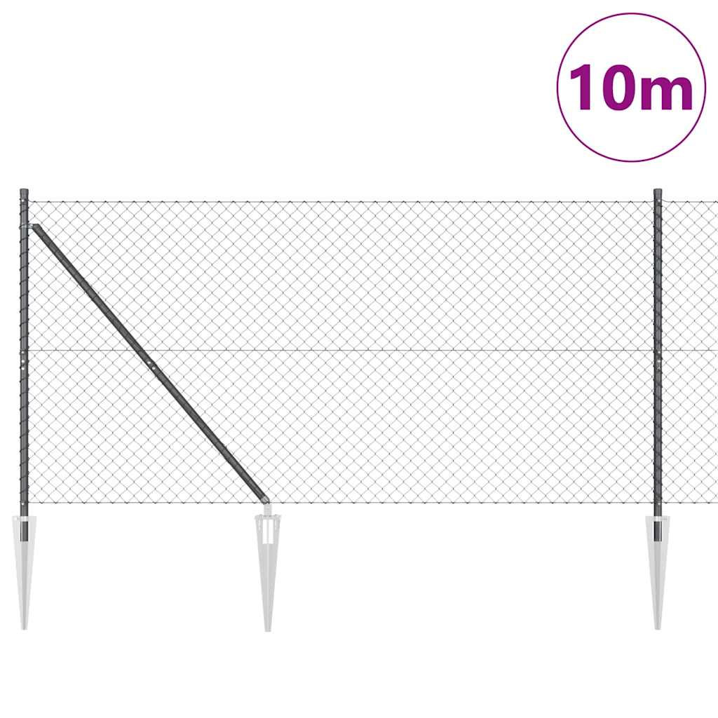 Lánckerítés oszlopokkal Szürke 1.2 x 10 m Acél