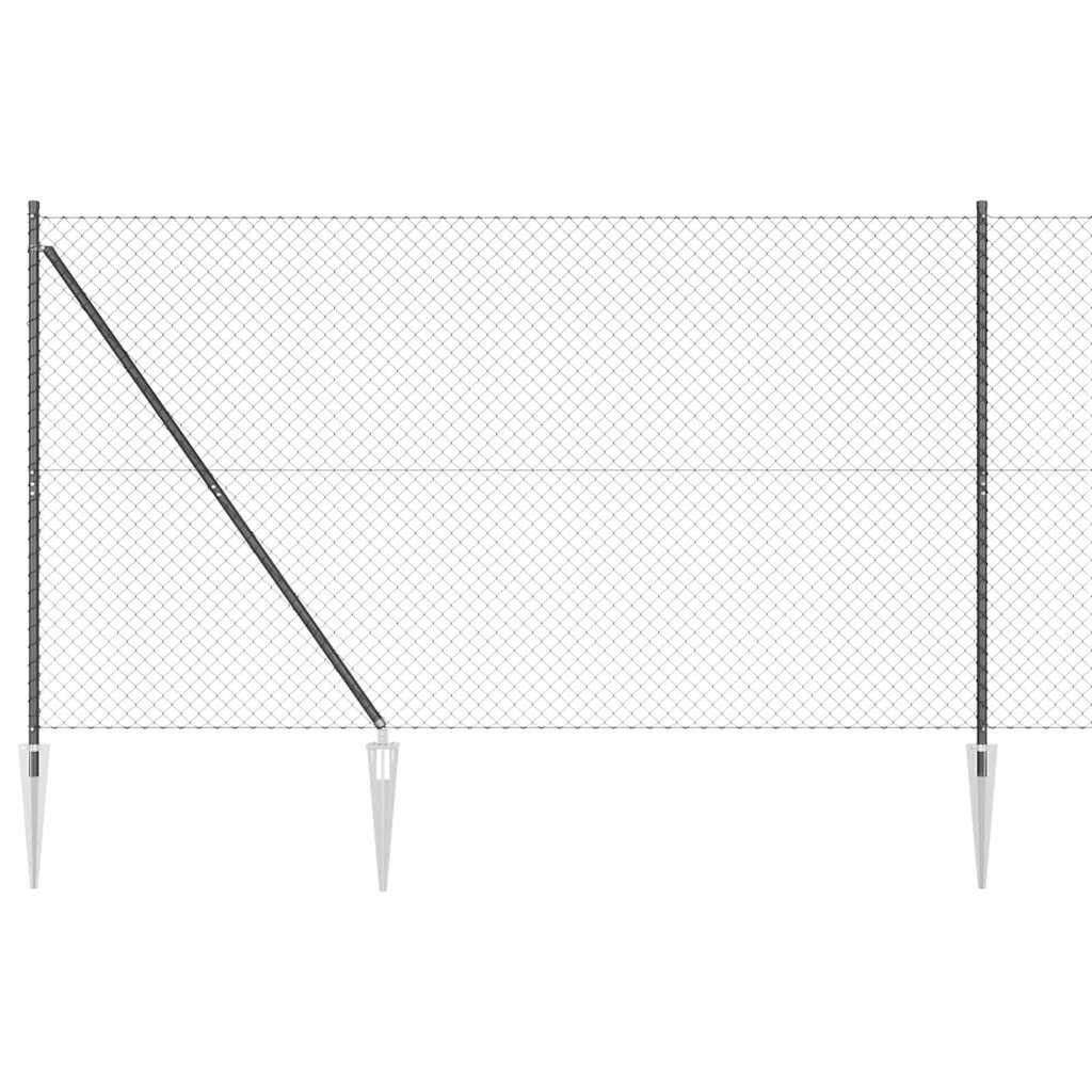 Lánckerítés oszlopokkal Szürke 1.5 x 10 m Acél