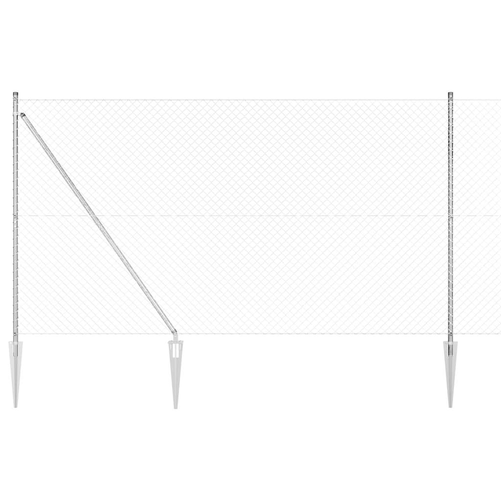 Lánckerítés oszlopokkal Ezüst 1.5 x 10 m Acél