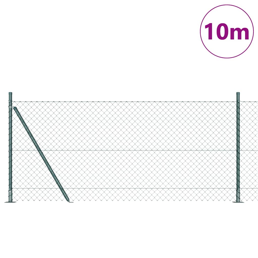Lánckerítés oszlopokkal Zöld 0.8 x 10 m Acél