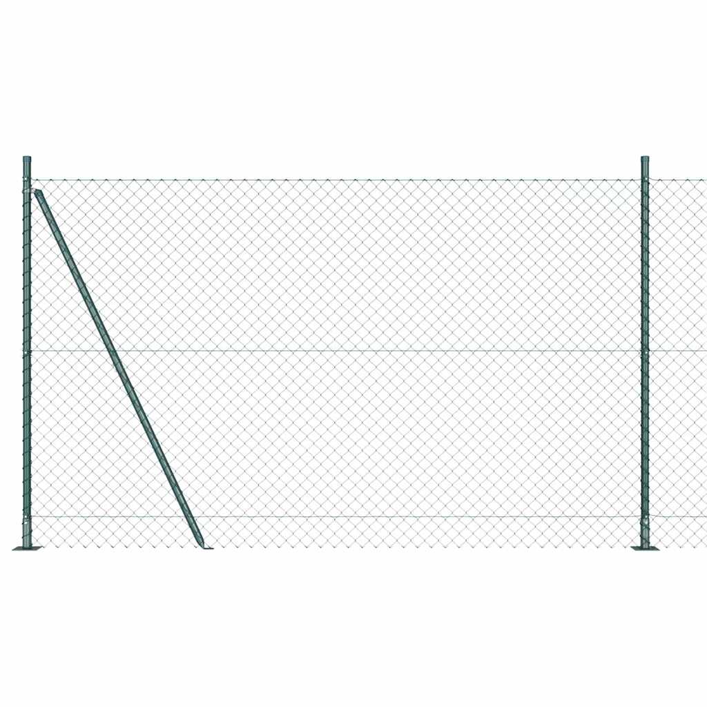 Lánckerítés oszlopokkal Zöld 1.4 x 10 m Acél