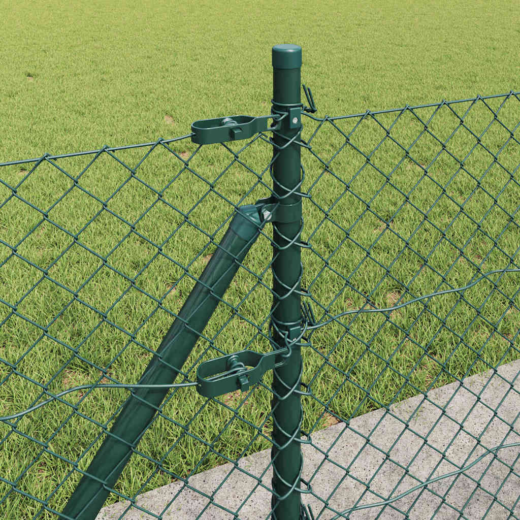 Lánckerítés oszlopokkal Zöld 0,6 x 25 m Acél
