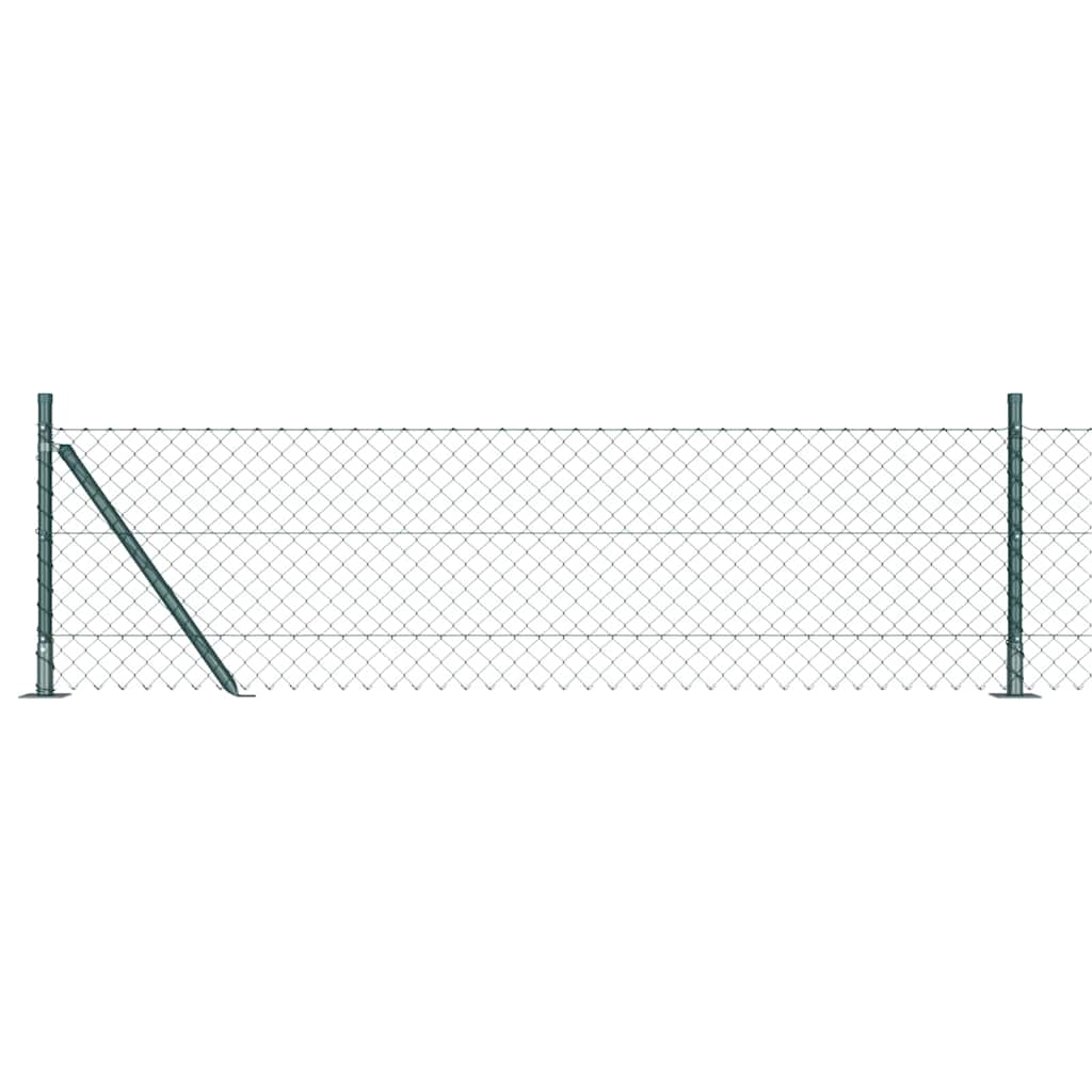 Lánckerítés oszlopokkal Zöld 0,6 x 25 m Acél