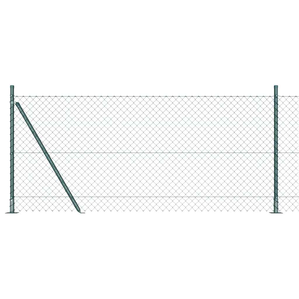 Lánckerítés oszlopokkal Zöld 0.8 x 25 m Acél