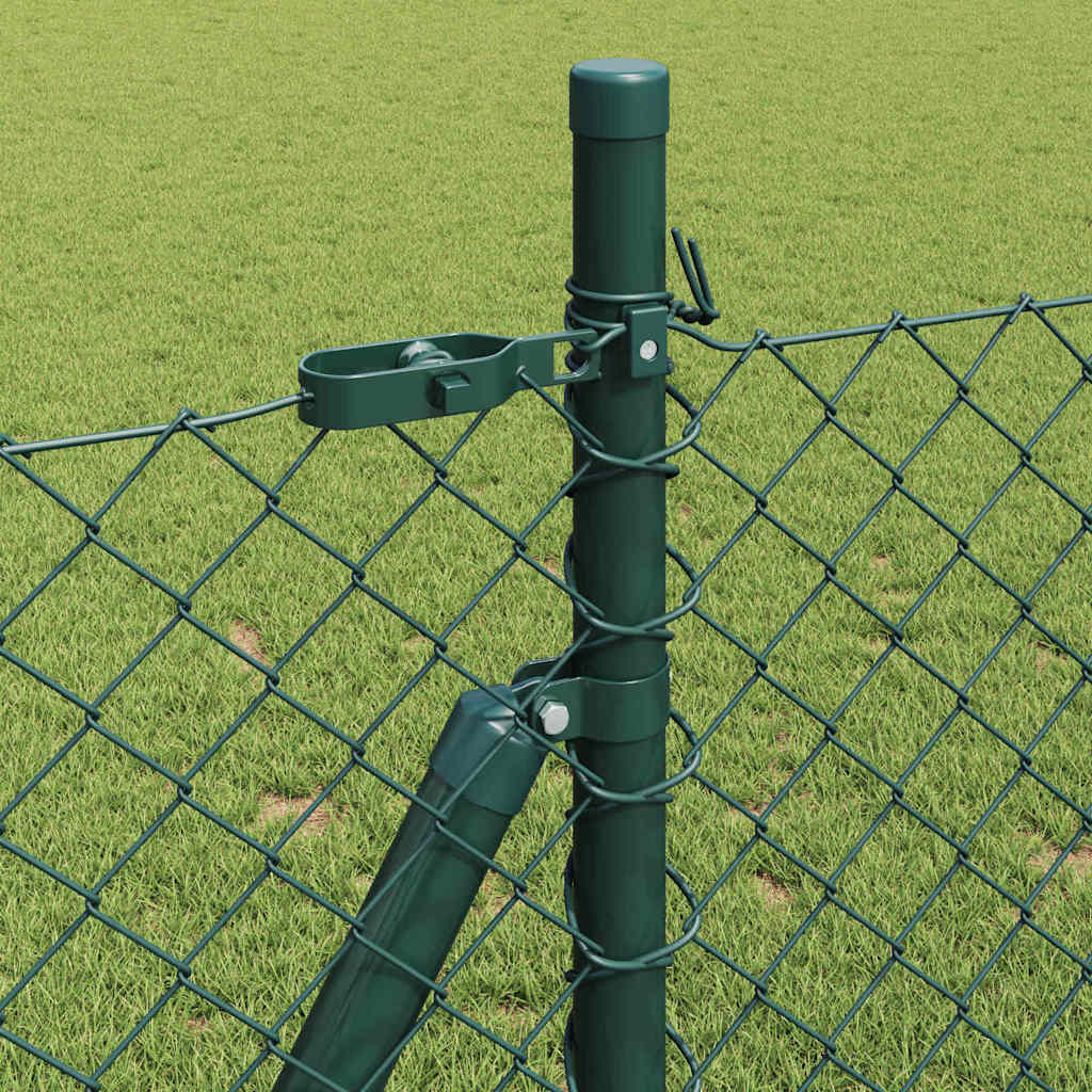 Lánckerítés oszlopokkal Zöld 0.8 x 25 m Acél