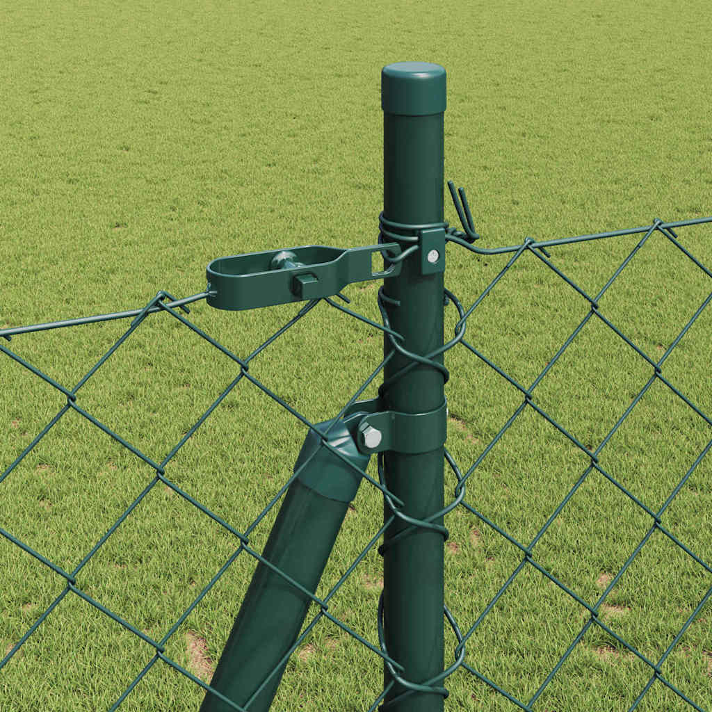Lánckerítés oszlopokkal Zöld 1.6 x 25 m Acél