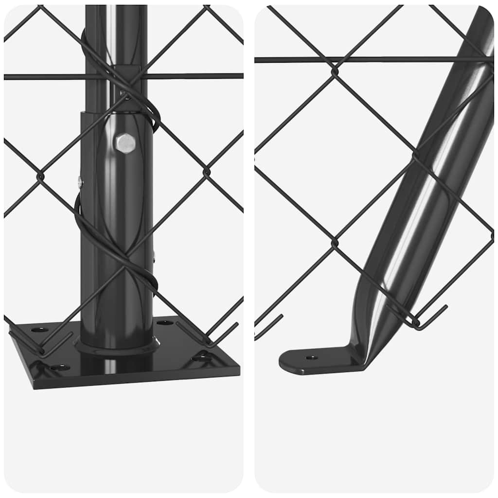 Lánckerítés oszlopokkal Szürke 0.8 x 10 m Acél
