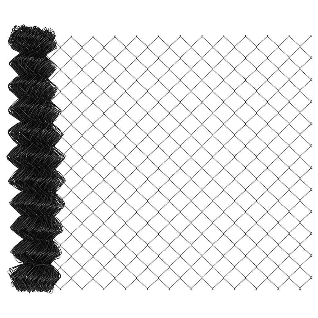Lánckerítés oszlopokkal Szürke 0.8 x 10 m Acél