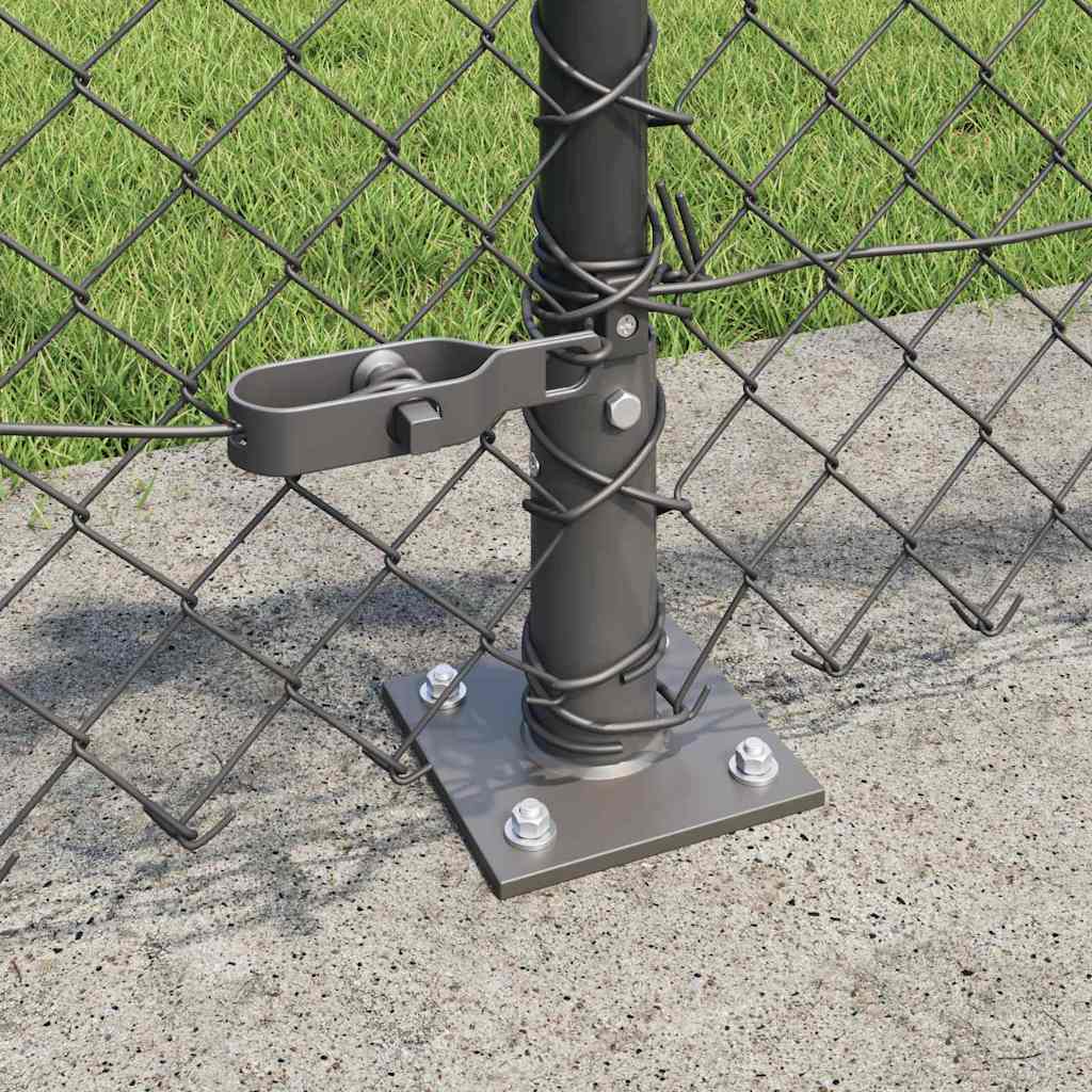 Lánckerítés oszlopokkal Szürke 0,4 x 25 m Acél