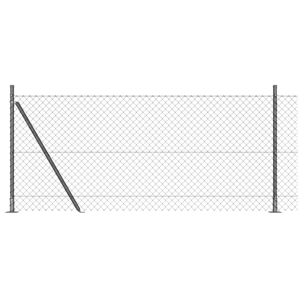 Lánckerítés oszlopokkal Szürke 1 x 25 m Acél