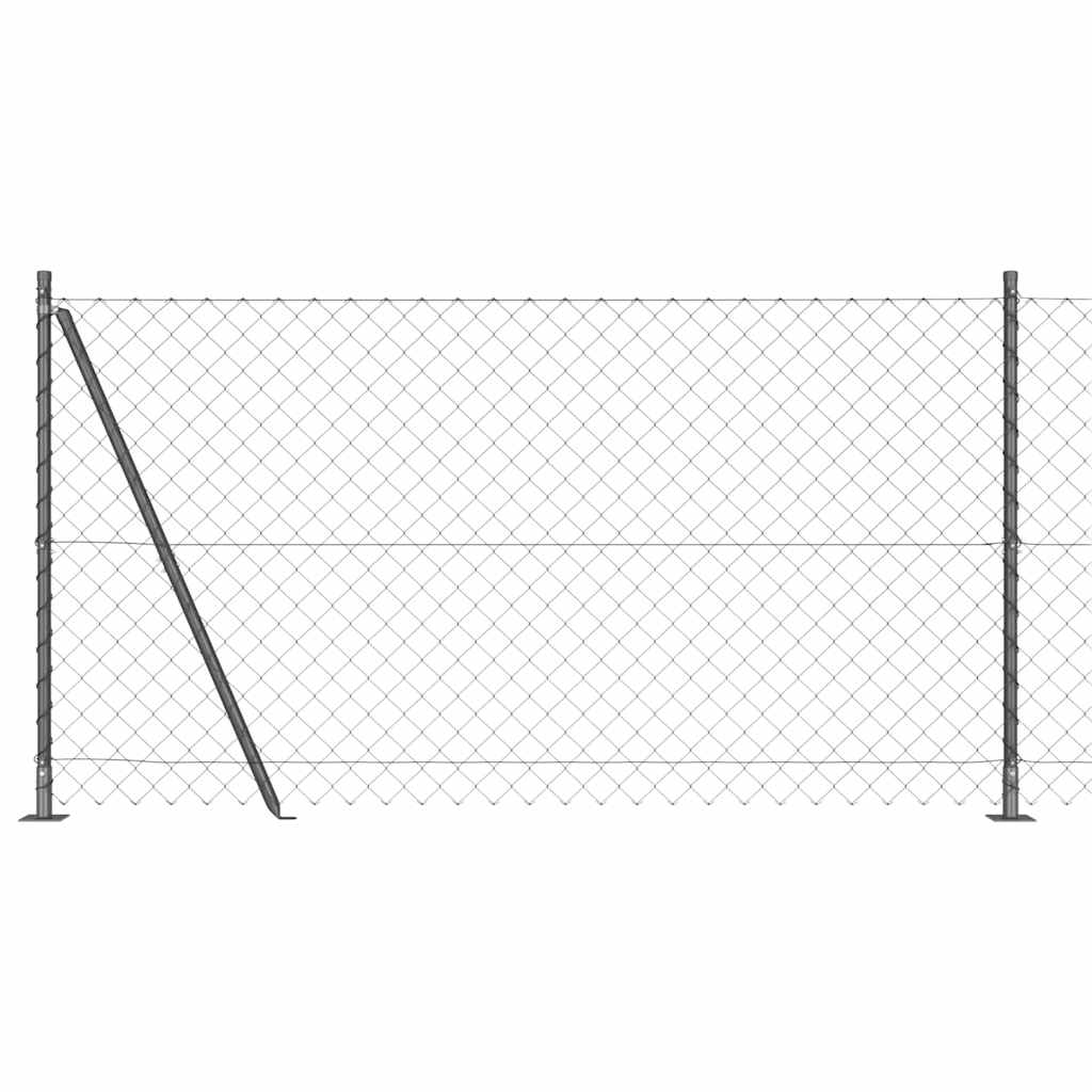 Lánckerítés oszlopokkal Szürke 1.2 x 25 m Acél