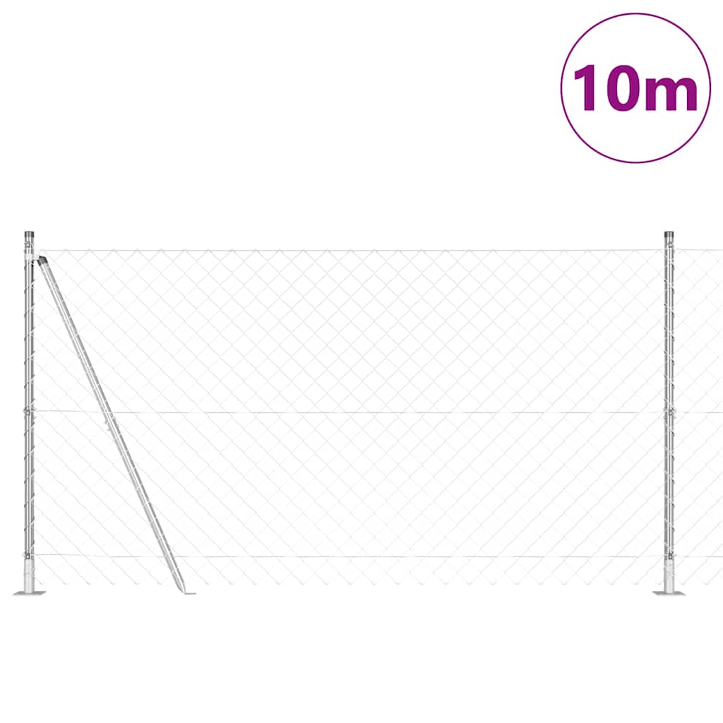 Lánckerítés oszlopokkal Ezüst 1.2 x 10 m Acél