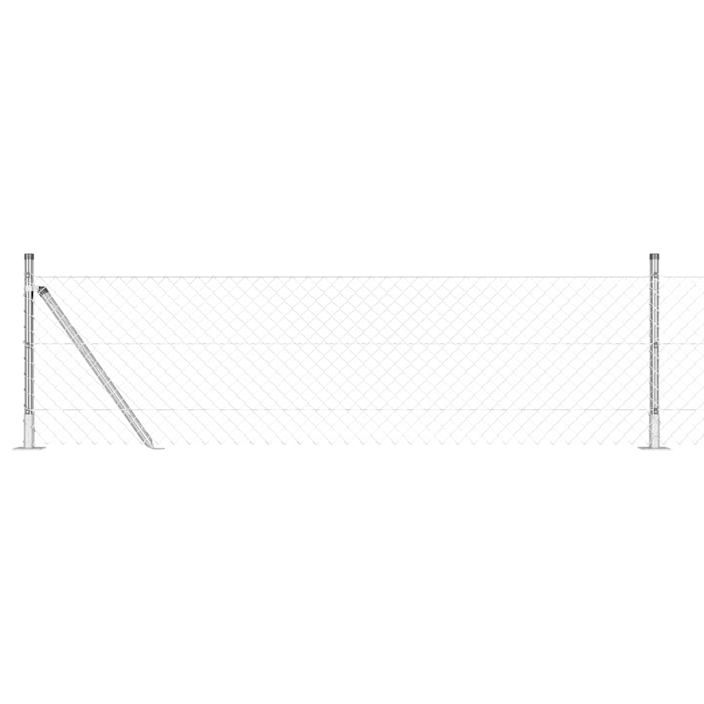 Lánckerítés oszlopokkal Ezüst 0,4 x 25 m Acél