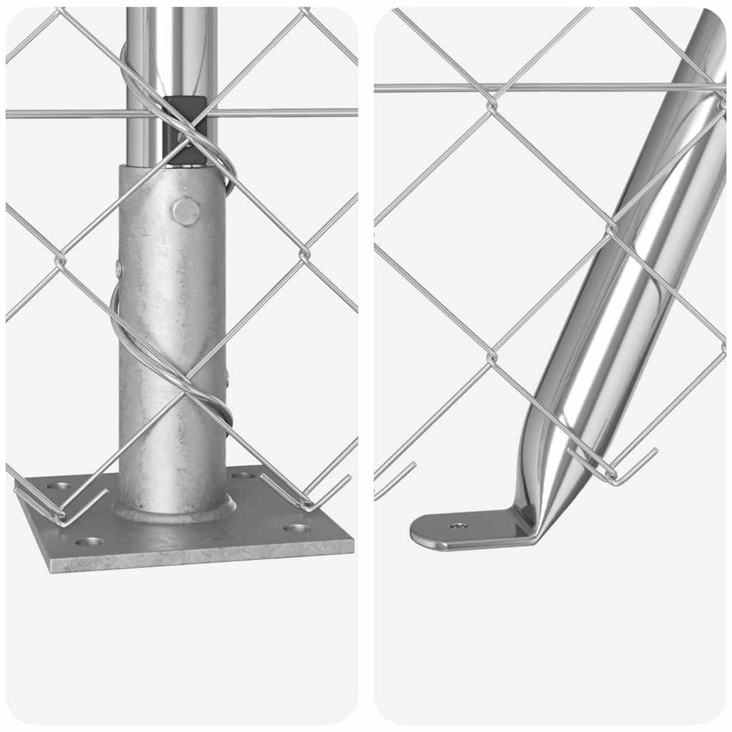 Lánckerítés oszlopokkal Ezüst 0.8 x 25 m Acél