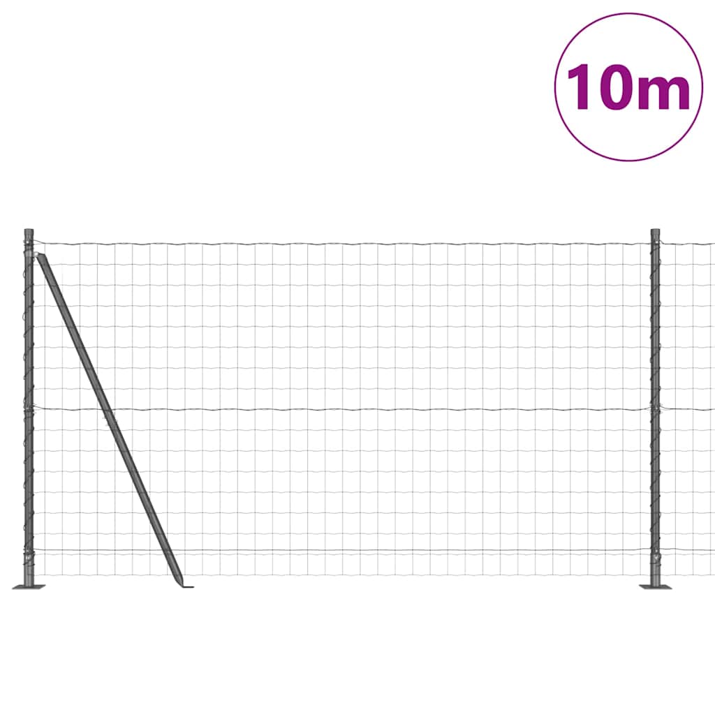 Kerítés oszlopokkal Szürke 1.2 x 10 m Acél