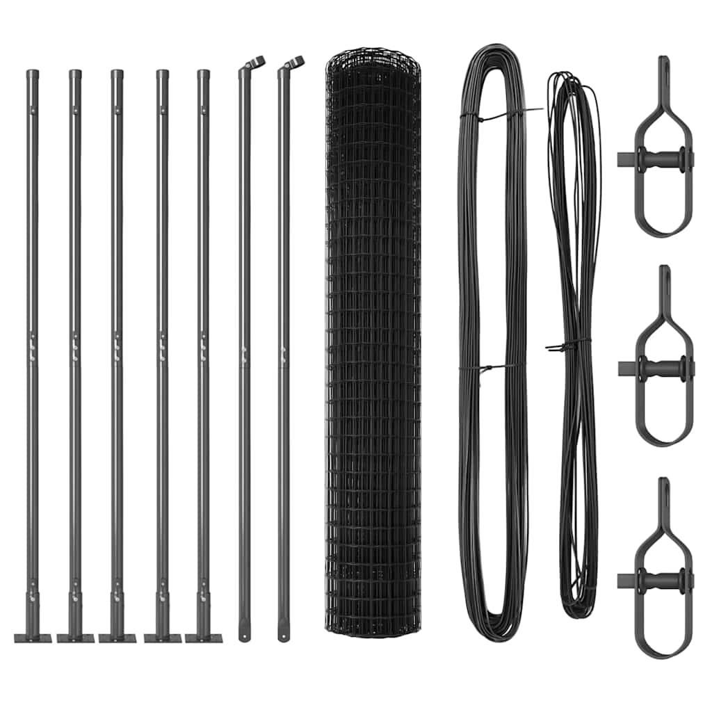 Kerítés oszlopokkal Szürke 1.6 x 10 m Acél